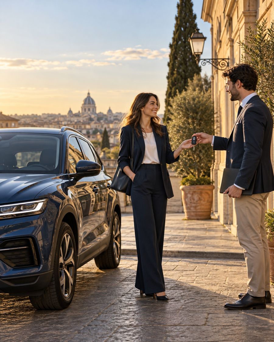 Consegna delle chiavi di un’auto a noleggio